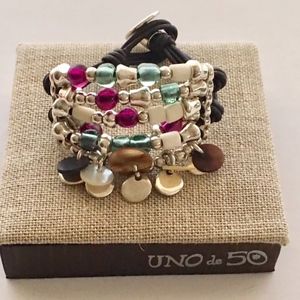 NWT! UNO de 50 Leather Bracelet "Nacaroni" PUL1542